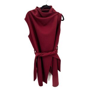 RUTI *Flawed* Red Burgundy Quilted Forever Jacket Cardigan Sweater Large / XL
